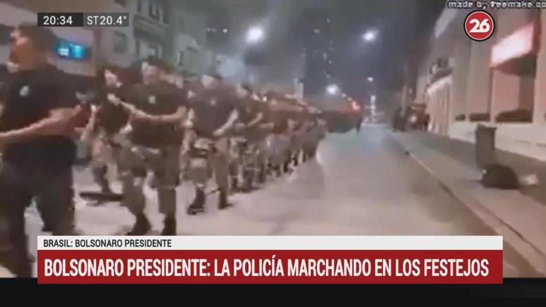 Ganó Bolsonaro y la policía festejó con un desfile por las calles de Brasil, Canal 26	