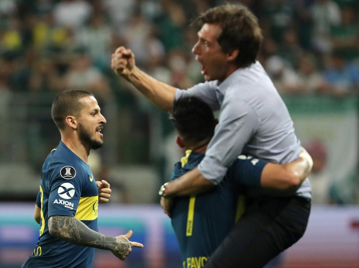 Festejo de Boca tras el empate ante Palmeiras por Copa Libertadores (Reuters)