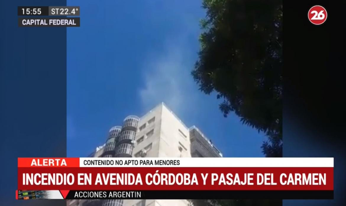 Incendio en Avenida Córdoba y Pasaje del Carmen