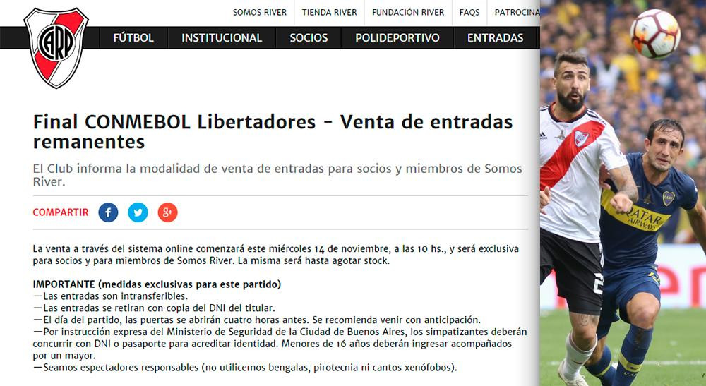 Superfinal, Boca vs. River, Copa Libertadores, fútbol, deportes, web de River