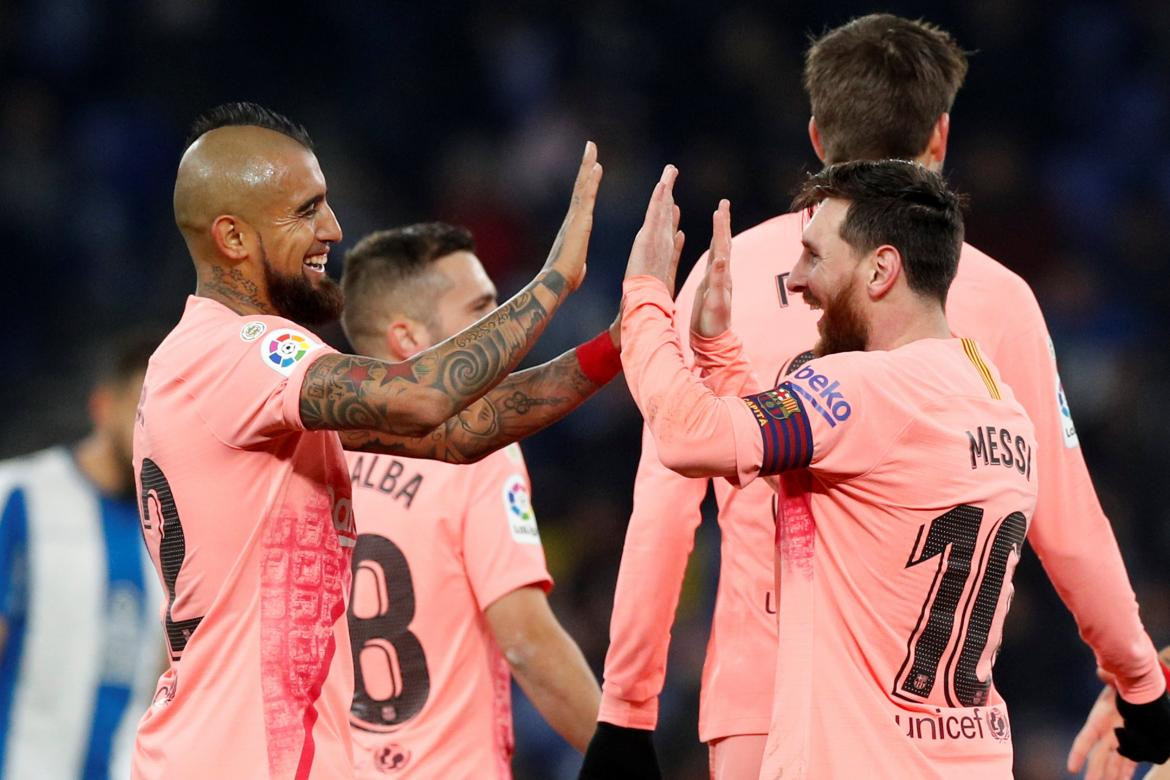 Festejo de Lionel Messi en el Barcelona (Reuters)