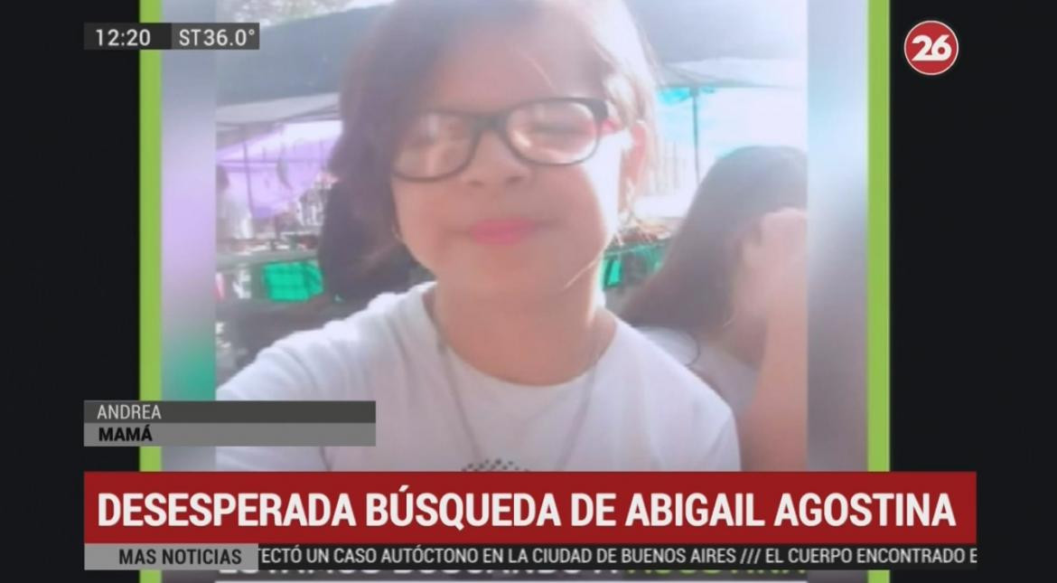 Desesperada búsqueda de Abigail Agostina en Lomas de Zamora
