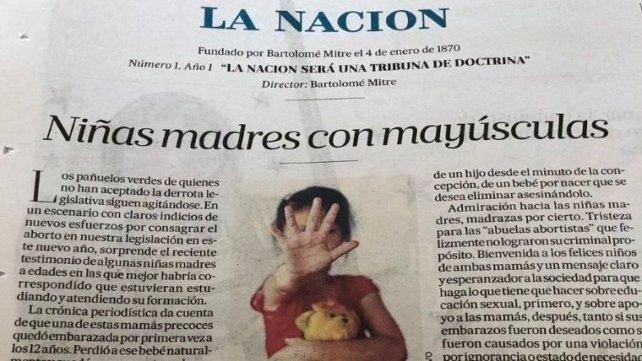 Editorial del diario La Nación sobre niñas madres que generó polémica 