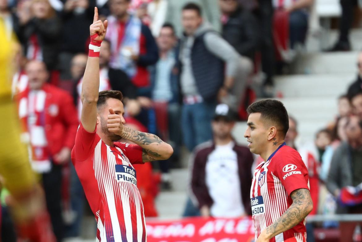 Festejo de Saul Niguez en la victoria del Atlético Madrid ante Leganes (Reuters)