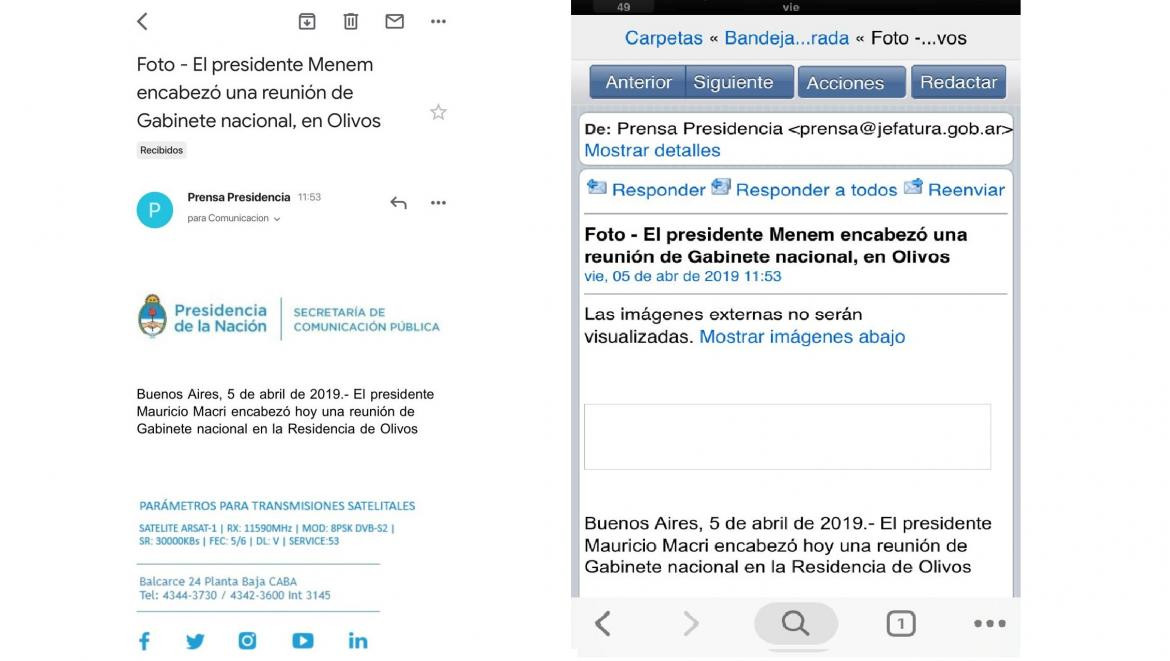 El mensaje de Presidencia que confundió a Macri con Menem	
