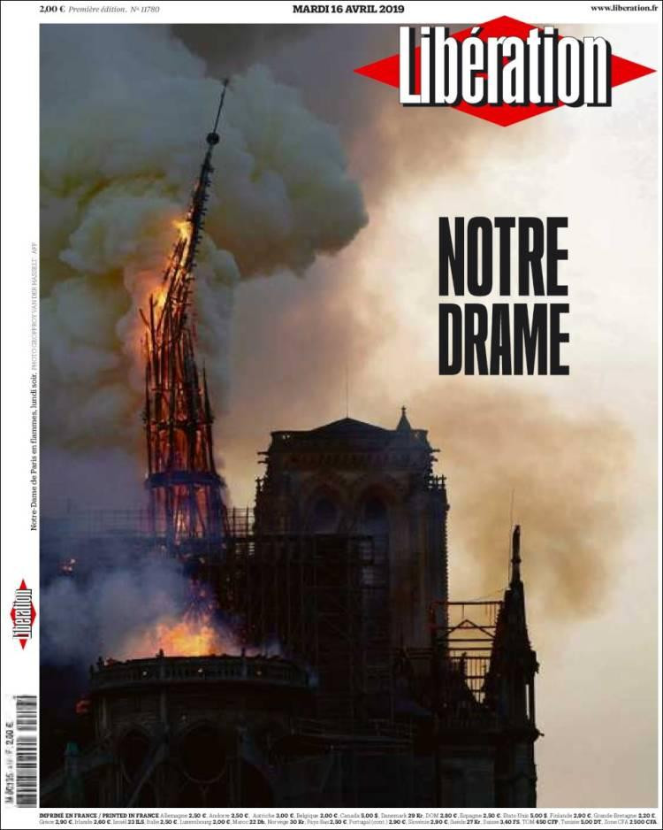 Tapas de diarios de Francia, Notre Dame, Libération
