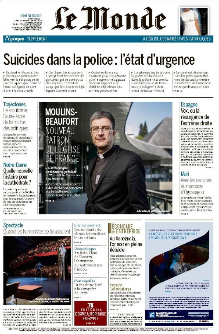 Le Monde 21-4-19, Francia