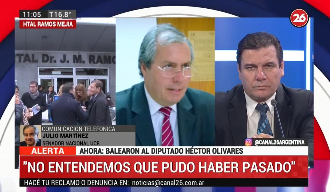 Ataque a diputado Héctor Olivares, Senador Julio Martínez, Canal 26