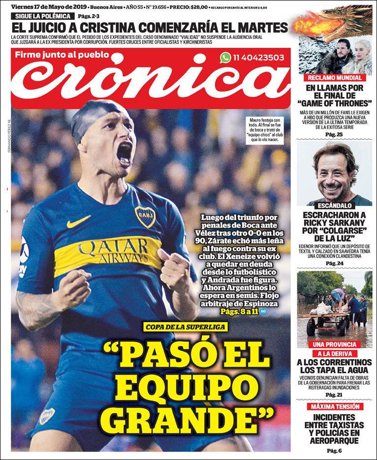 Tapas de diarios - Crónica viernes 17-05-19