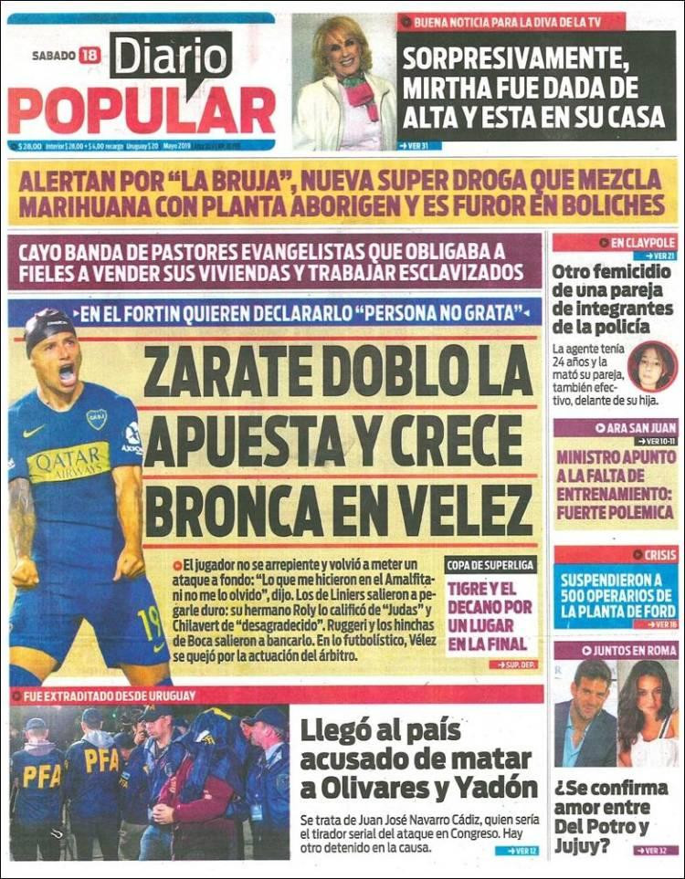 Tapas de diarios - Diario Popular sábado 18-05-19