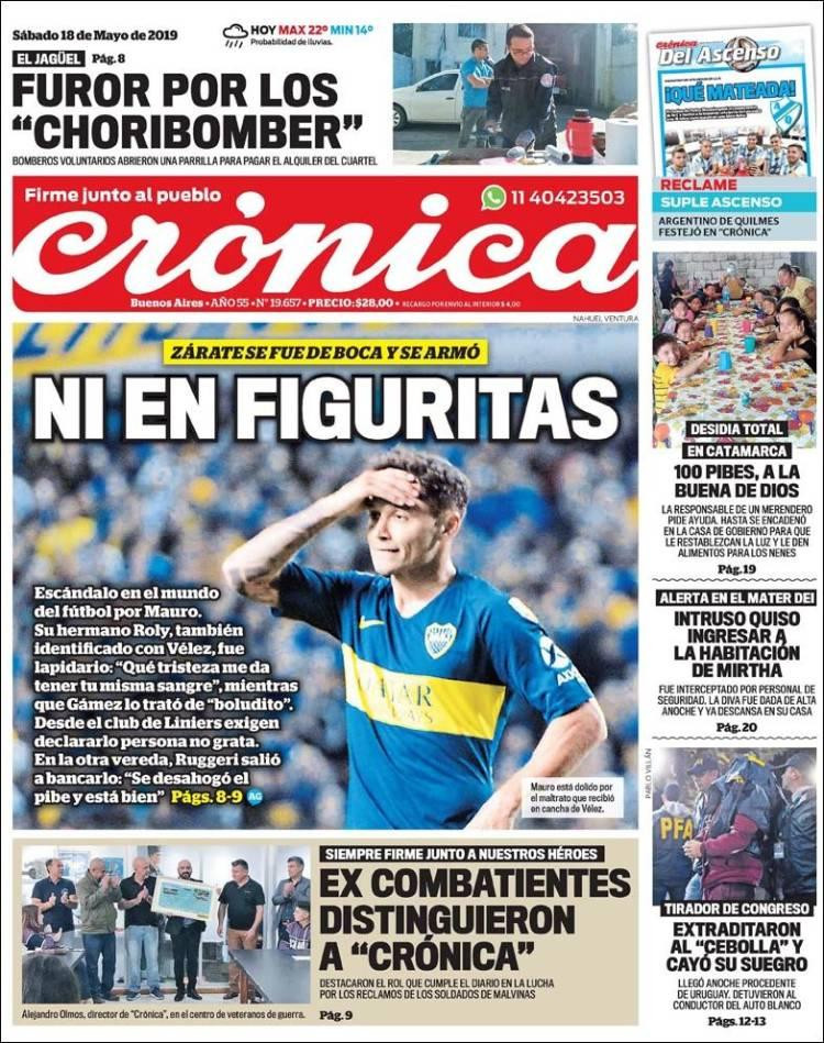 Tapas de diarios - Crónica sábado 18-05-19