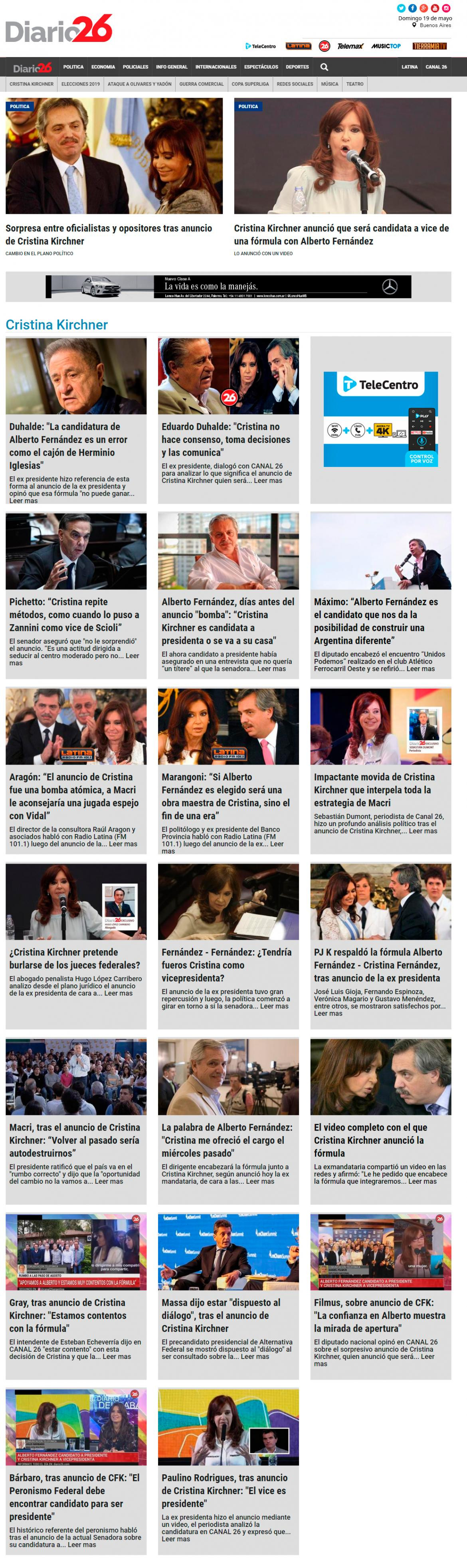 Tapas de diarios - Diario 26 domingo 19-05-19