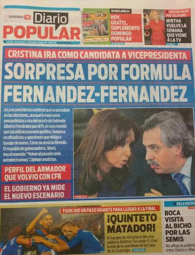 Tapas de diarios - Diario Popular domingo 19-05-19