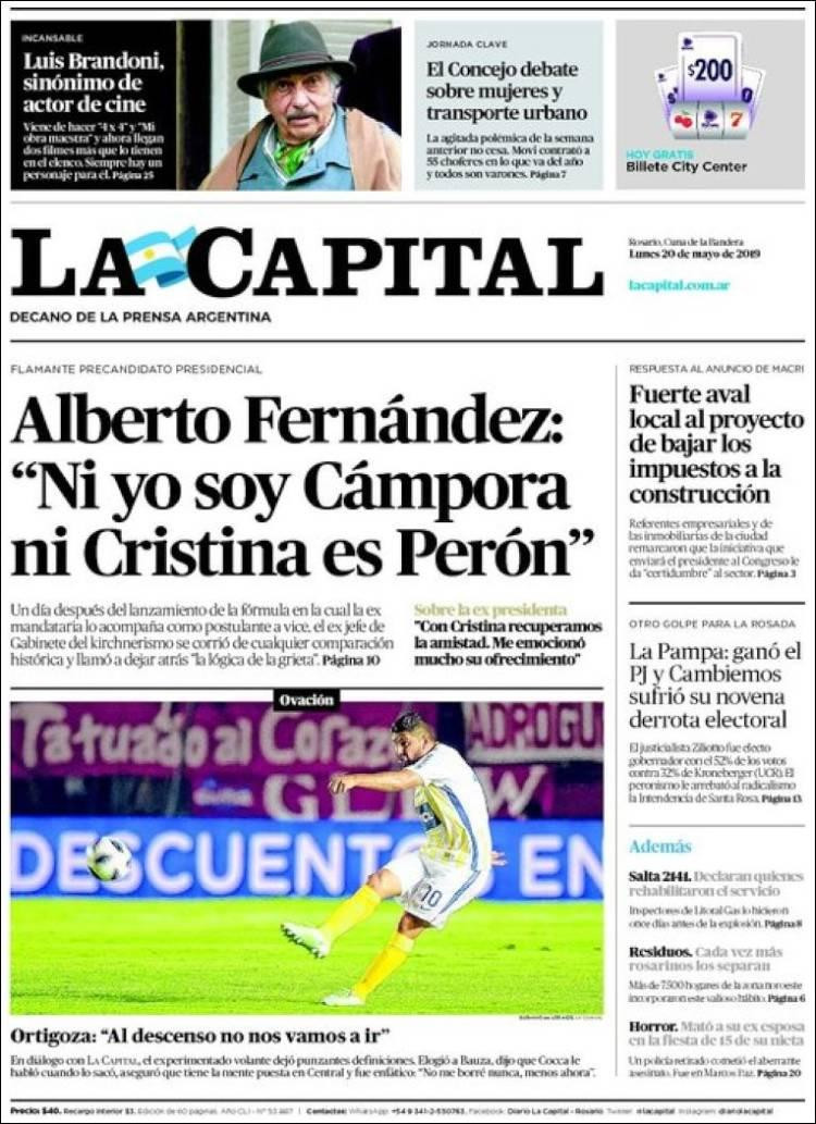 Tapas de diarios - La Capital lunes 20-05-19