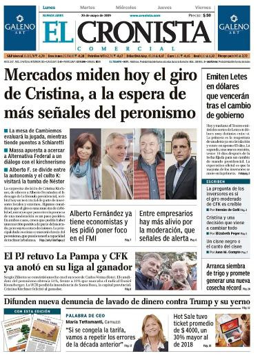 Tapas de diarios - El Cronista lunes 20-05-19