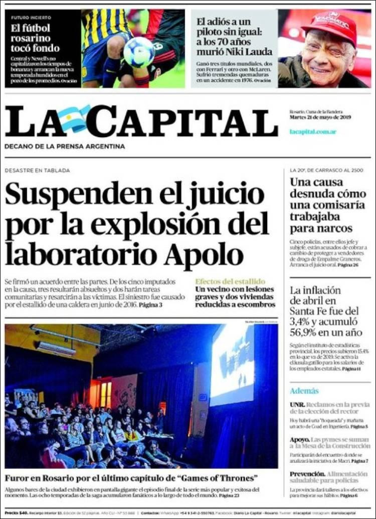 Tapas de diarios - La Capital martes 21-05-19