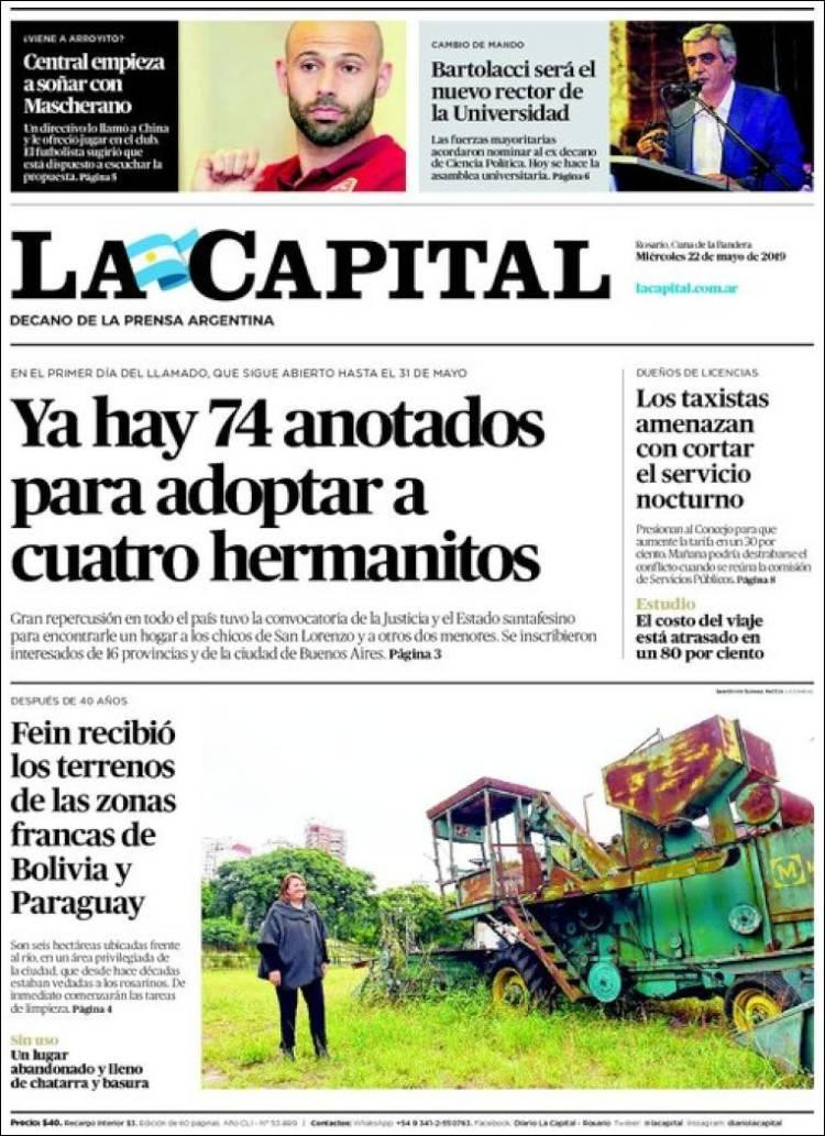 Tapas de diarios - La Capital miércoles 22-05-19