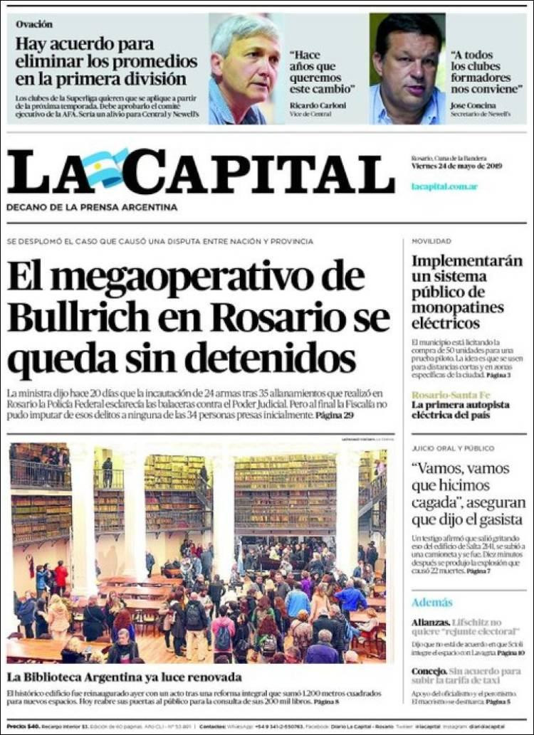 Tapas de diarios - La Capital viernes 24-05-19