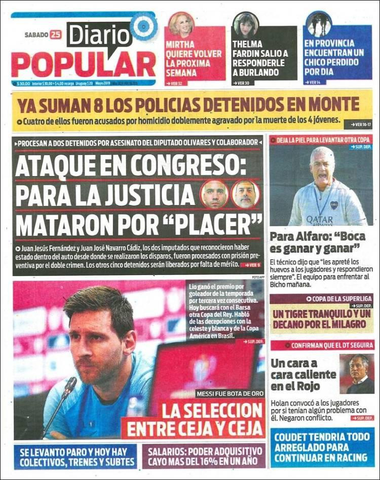 Tapas de diarios - Diario Popular sábado 25-05-19