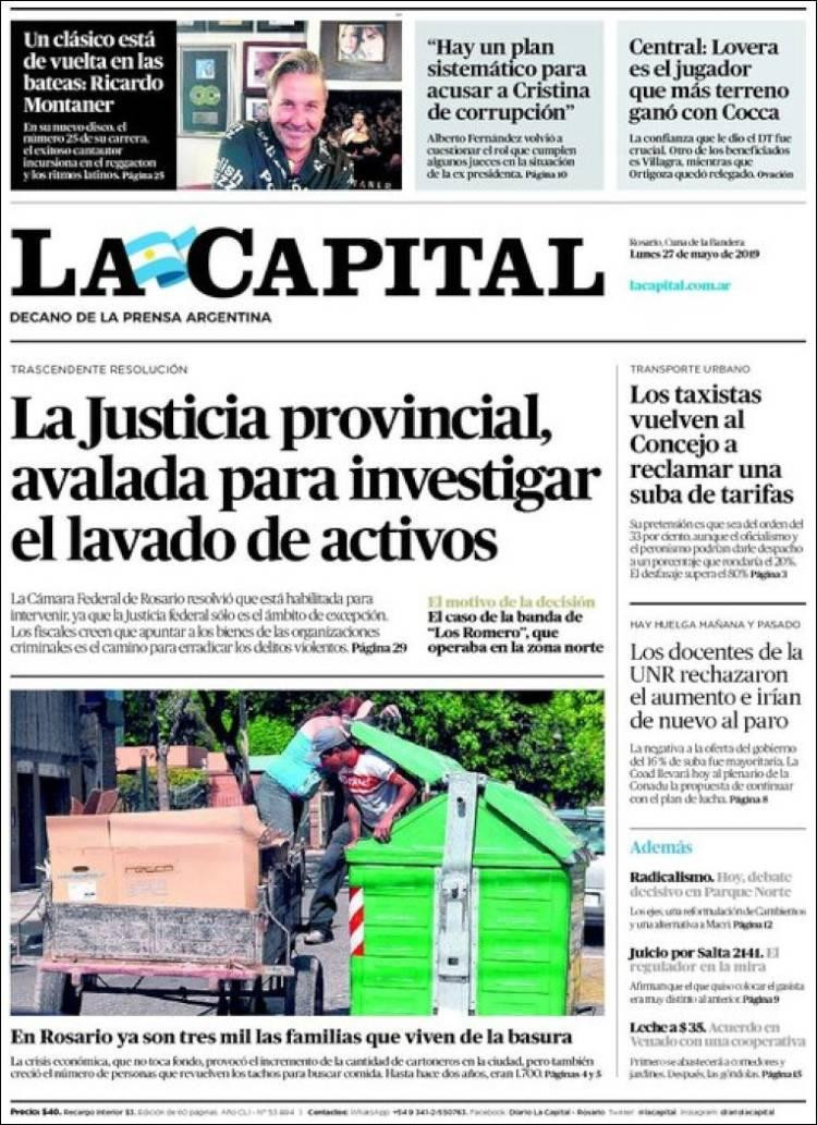 Tapas de diarios - La Capital lunes 27-05-19