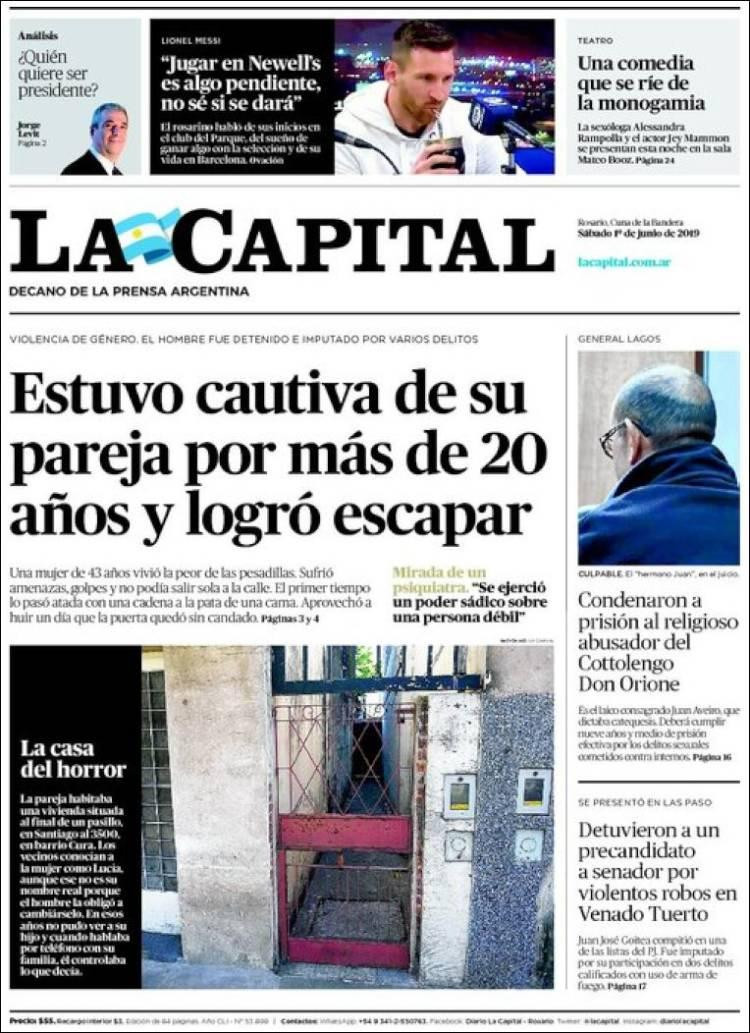 Tapas de diarios - La Capital sábado 1-06-19