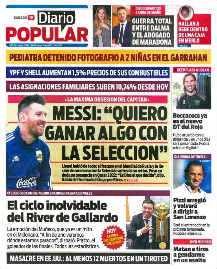 Tapas de diarios - Diario Popular sábado 1-06-19