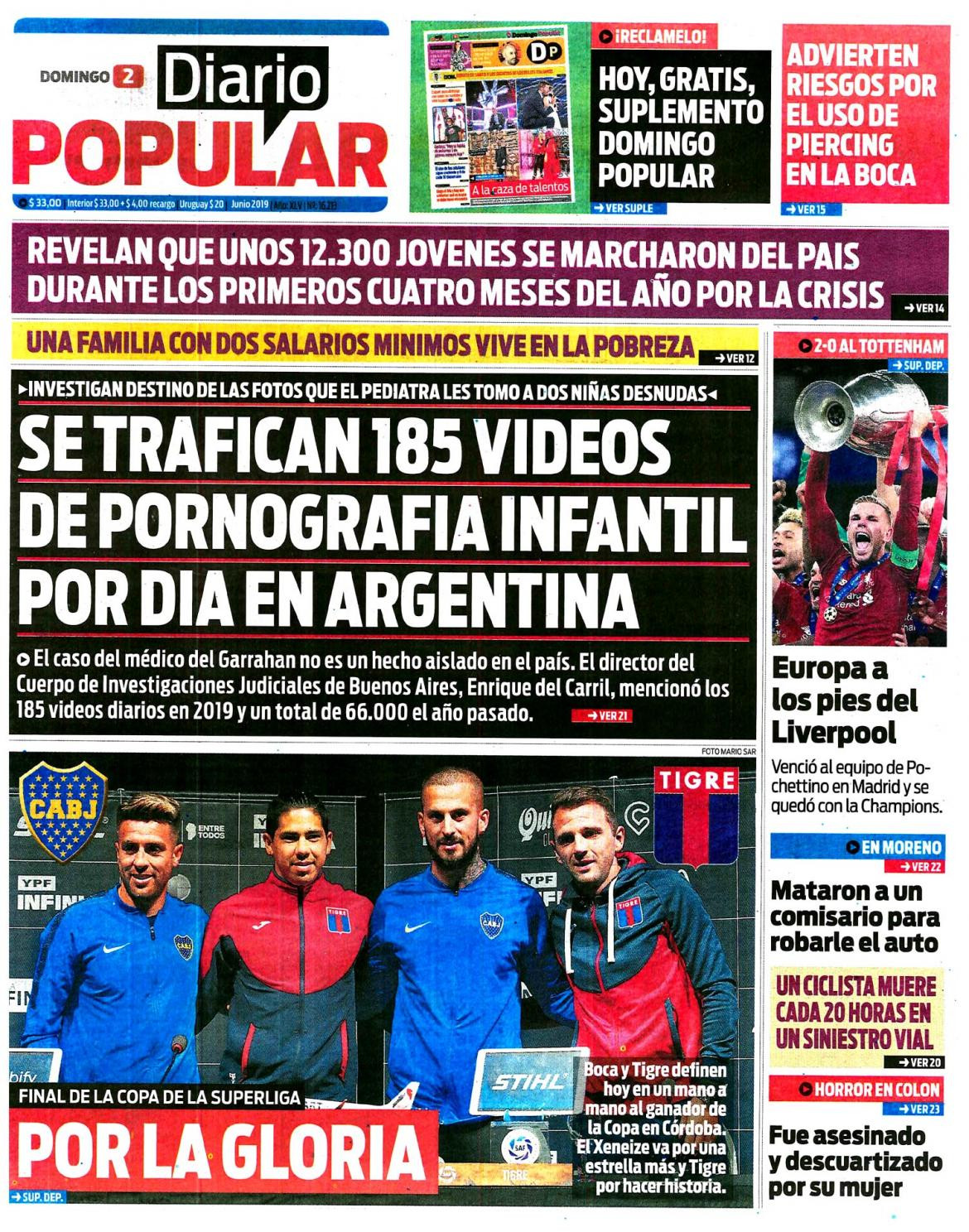 Tapas de diarios - Diario Popular 02 de junio de 2019