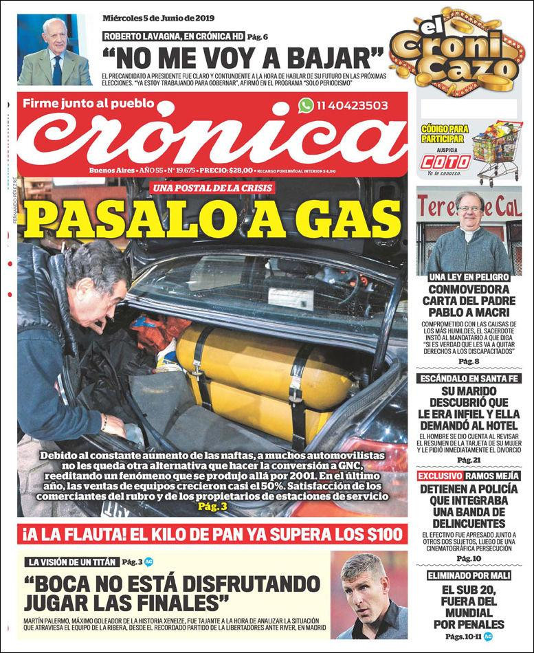 Tapas de diarios - Crónica miercoles 5-06-19