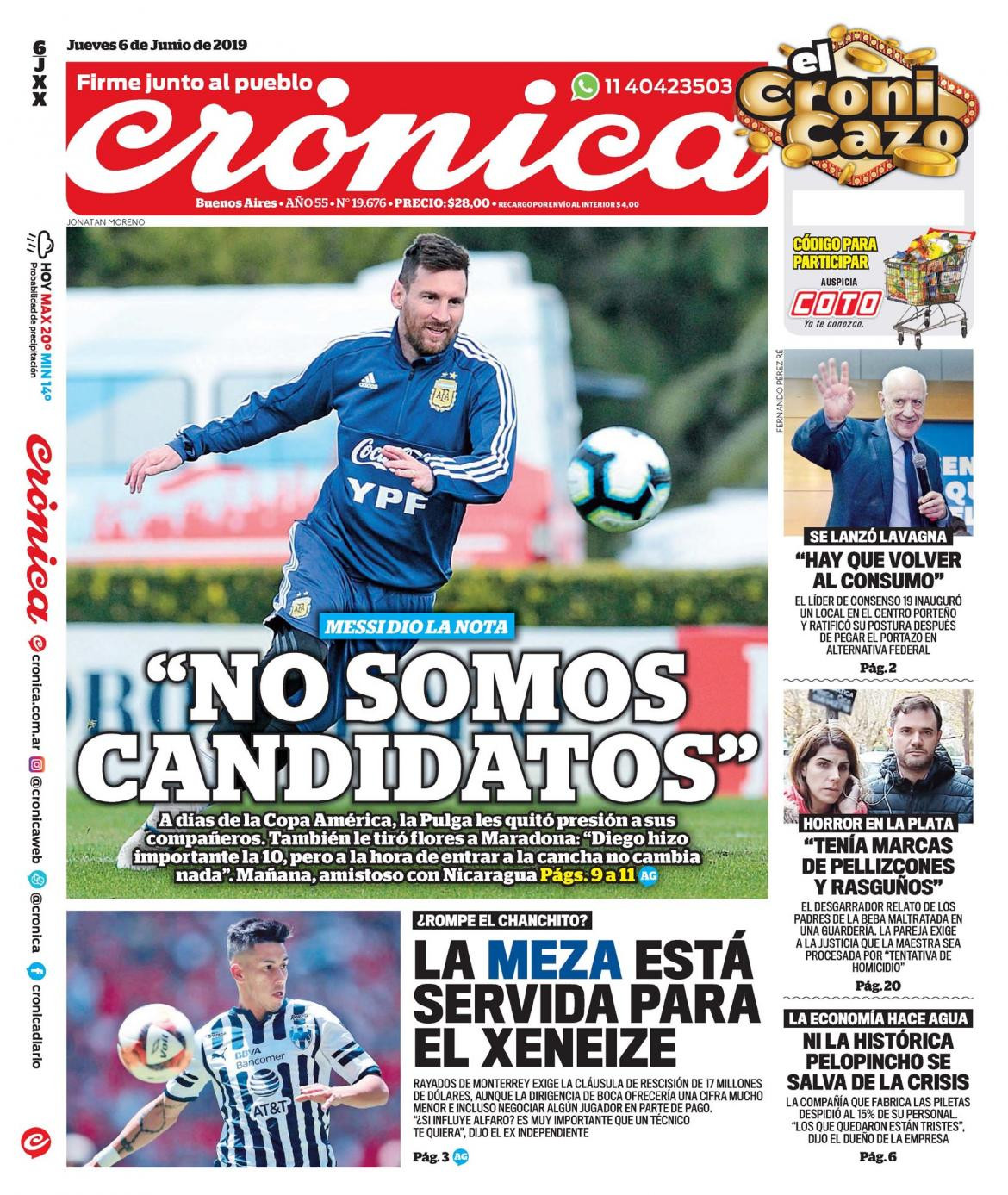 Tapas de diarios - Crónica jueves 06-06-19