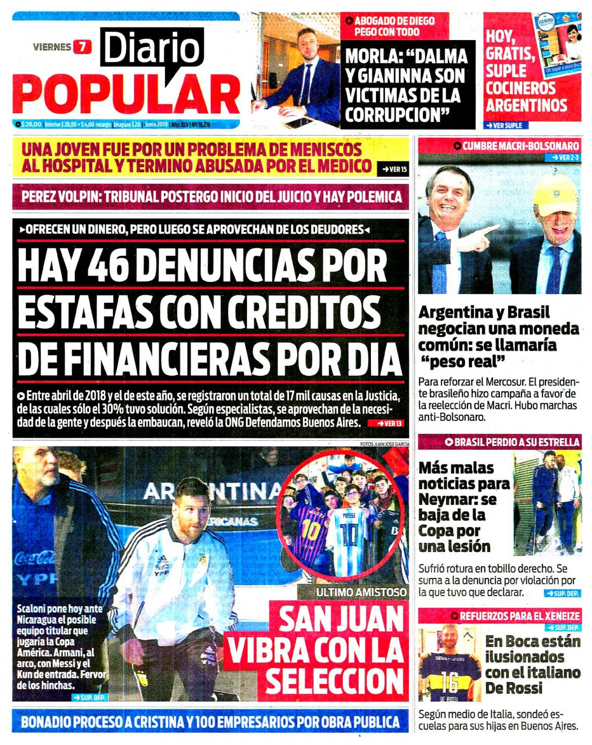 Tapas de diarios - Popular viernes 07-06-19
