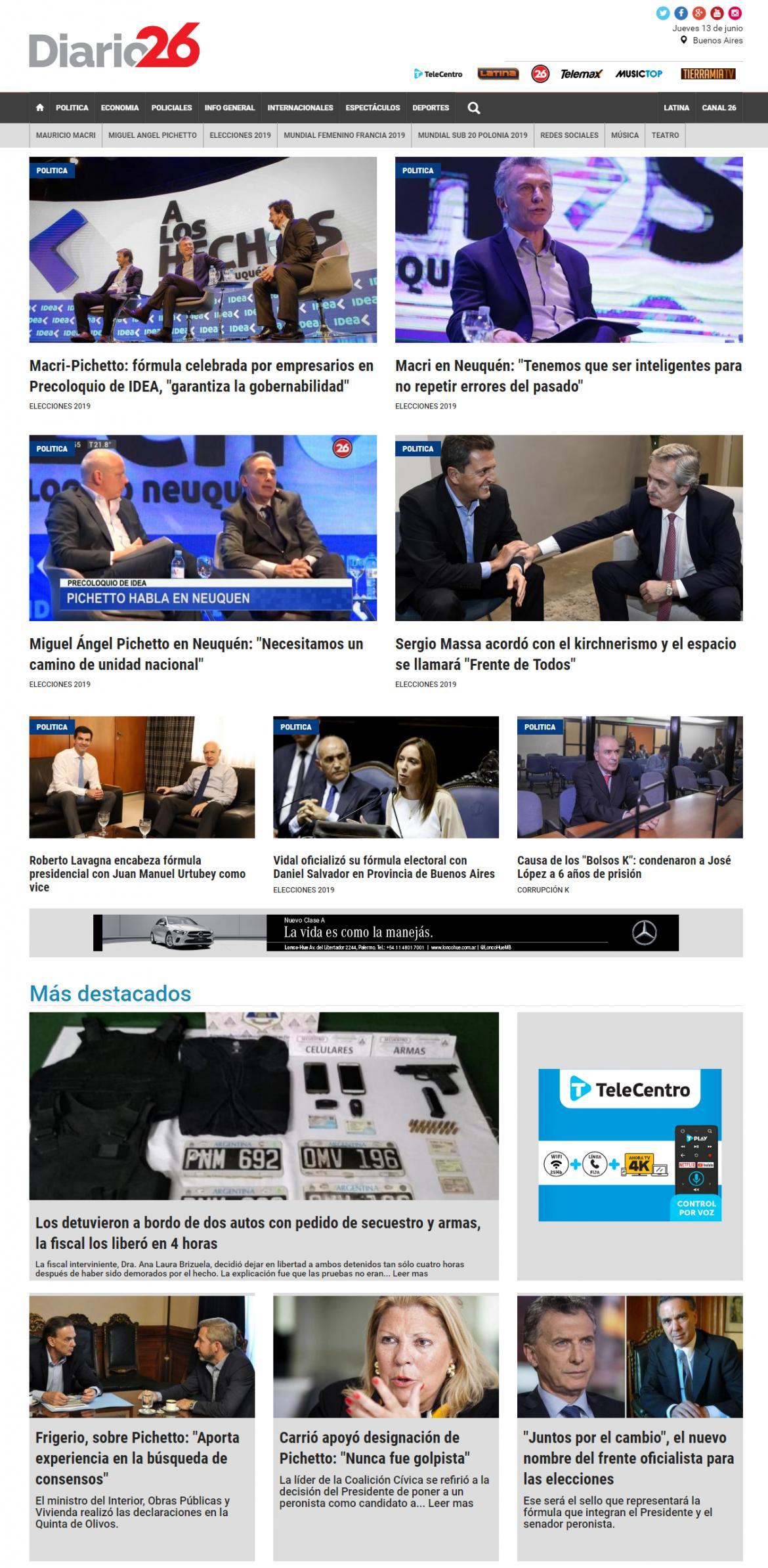 Tapas de Diarios - Diario 26 jueves 13-6-19