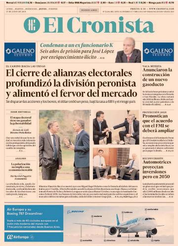 Tapas de Diarios - El Cronista jueves 13-6-19
