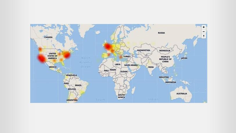 Mapa mundial de caída de Instagram
