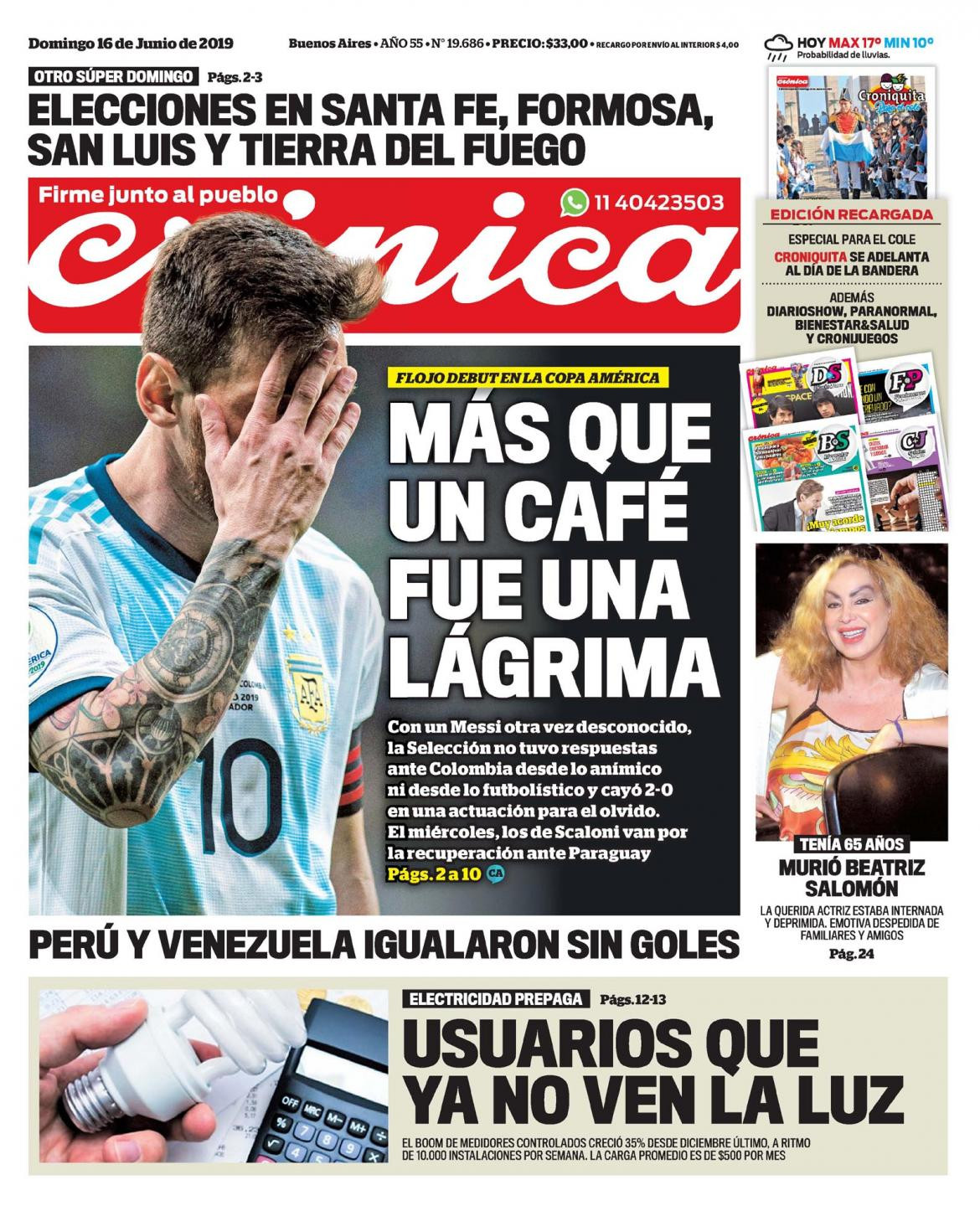 Tapas de diarios - Crónica domingo 16-06-19