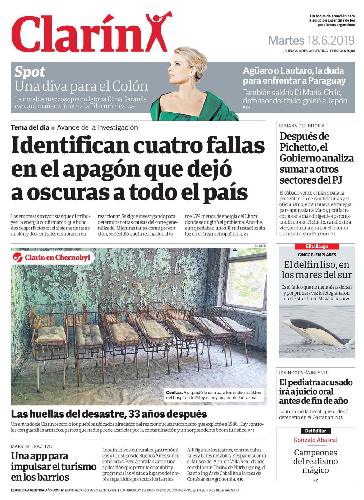 Tapas de diarios - Clarin martes 18-06-19