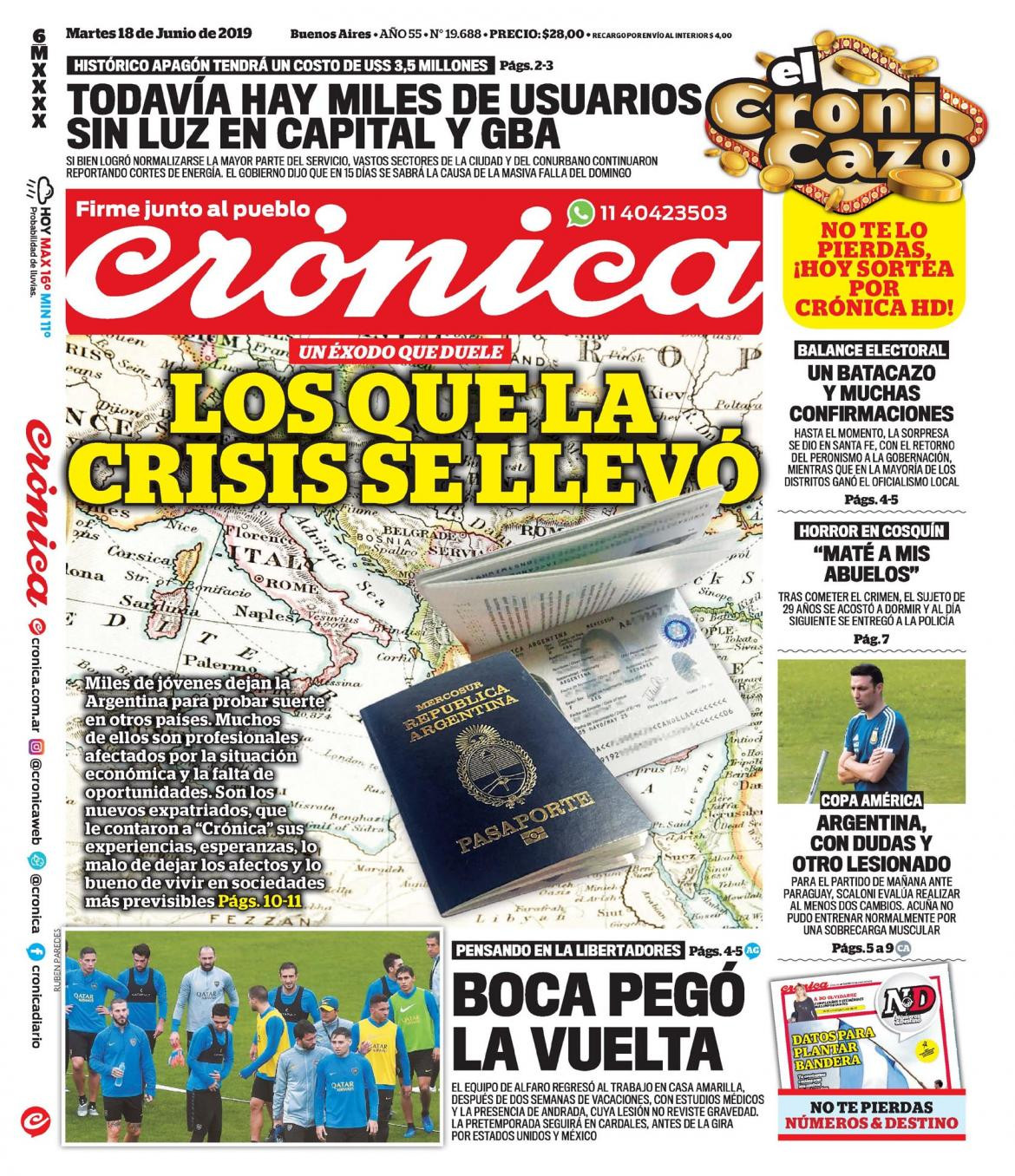 Tapas de diarios - Crónica martes 18-06-19