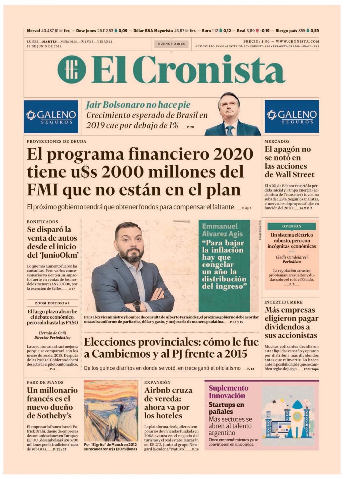 Tapas de diarios - El Cronista martes 18-06-19