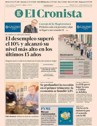 Tapas de diarios - El Cronista jueves 20-06-19