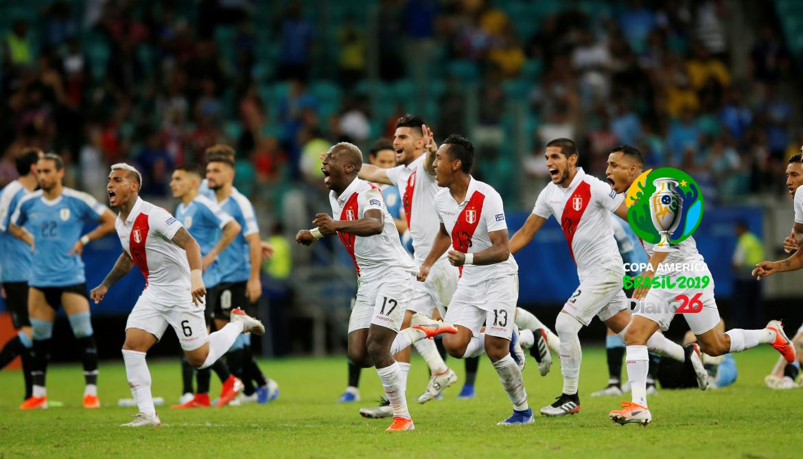 Copa América 2019 - Festejo de Perú tras eliminar a Uruguay (Reuters)