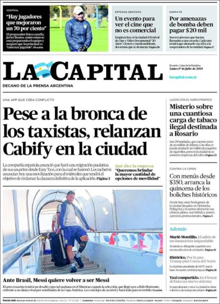 Tapas de diarios - La Capital lunes 1-07-19