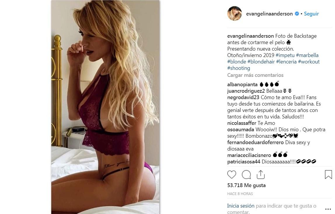 Evangelina Anderson, redes sociales, Instagram