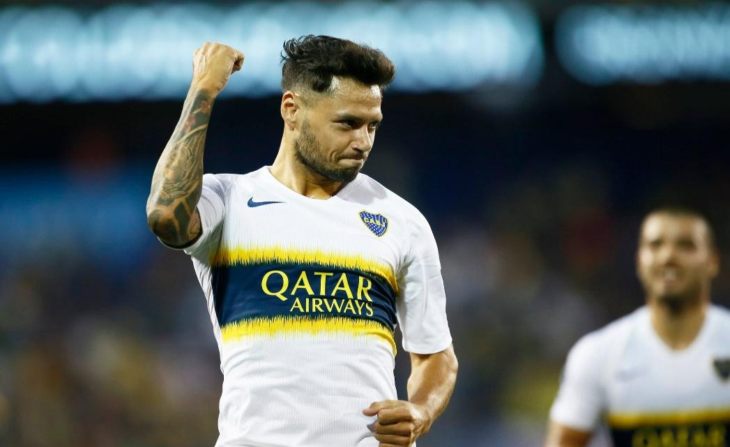 Festejo de Mauro Zárate en victoria de Boca ante América en la pretemporada