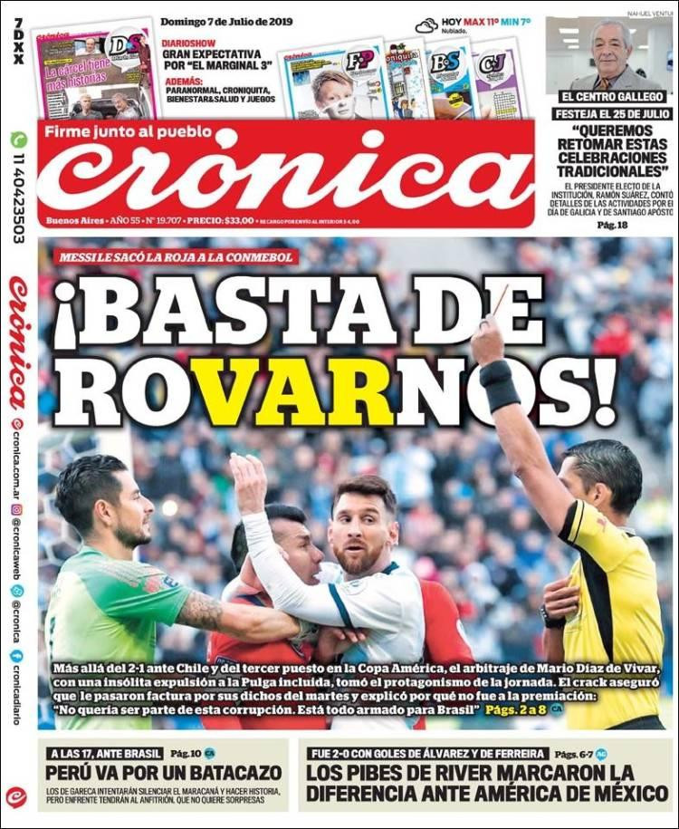 Tapas de Diarios, Crónica, Domingo 7-7-19
