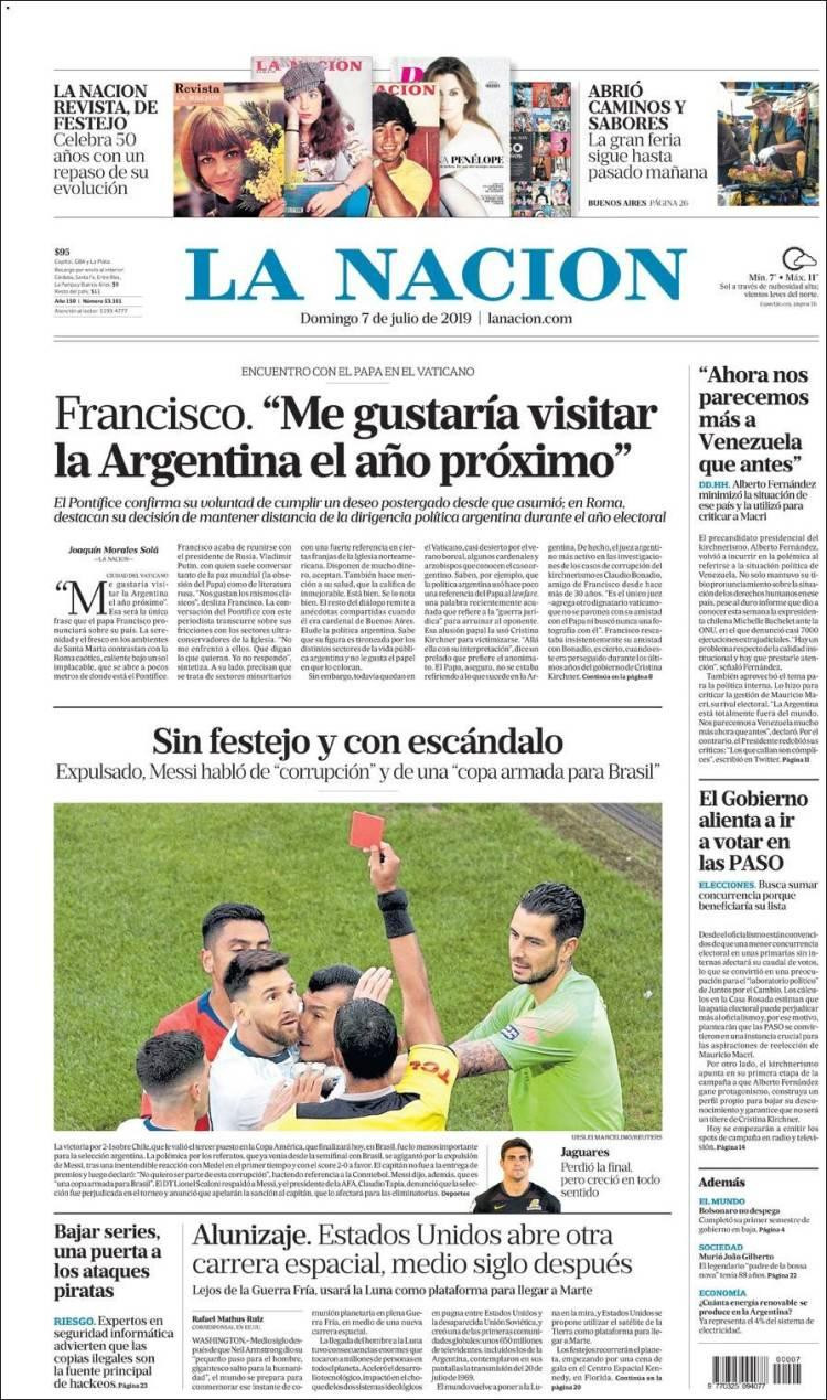 Tapas de Diarios, La Nación, Domingo 7-7-19