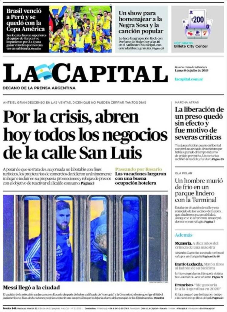 Tapas de diarios - La Capital lunes 8-07-19
