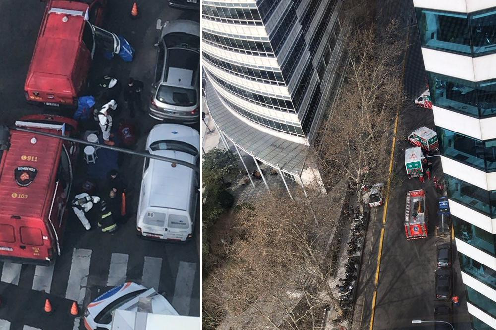 Evacuaron el Edificio Fortabat por escape de gas, 10 personas internadas, Fotos Twitter	