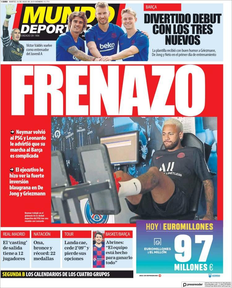 Tapas de diarios - Mundo Deportivo martes 16-07-19