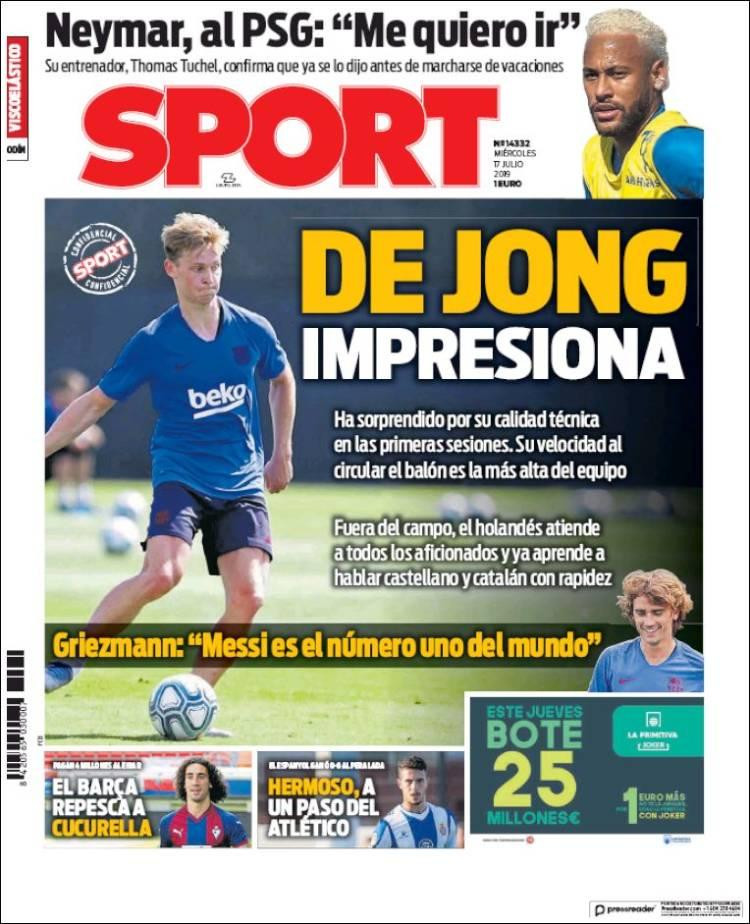 Tapas de diarios - Sport de España miércoles 17-07-19