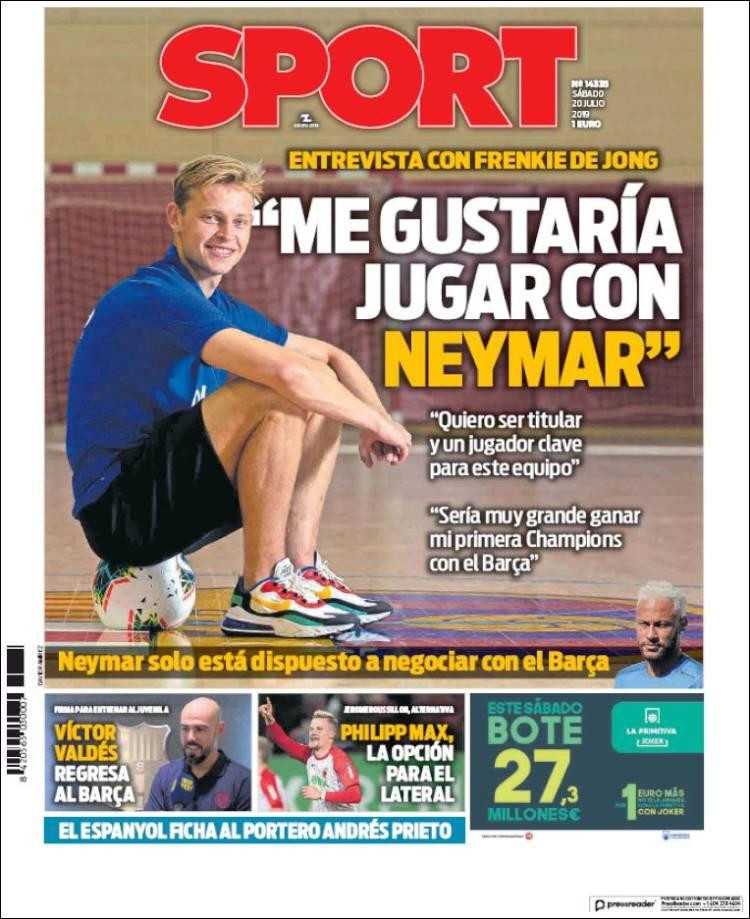 Tapas de diarios, Sport, sábado 20 de julio de 2019	