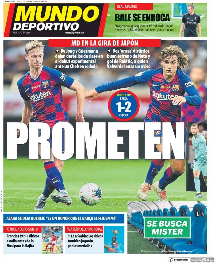 Tapas de diarios, Mundo Deportivo de España, miércoles 24 de julio de 2019